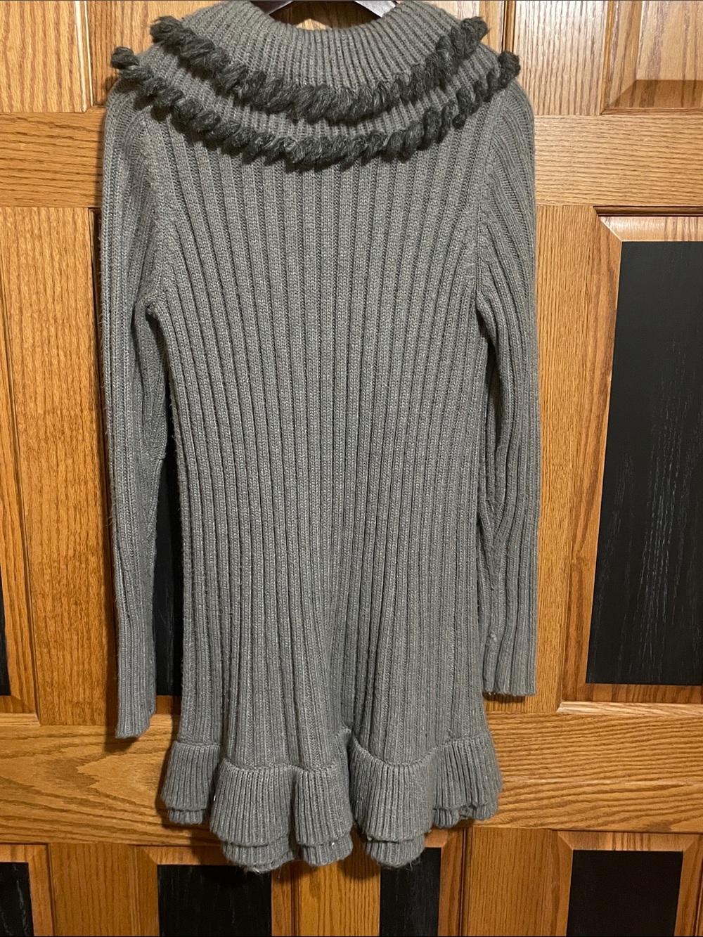 Alfani Gray Ribbed Ruffle Tie-Front Cardigan Sweater - Picture 4 of 4
